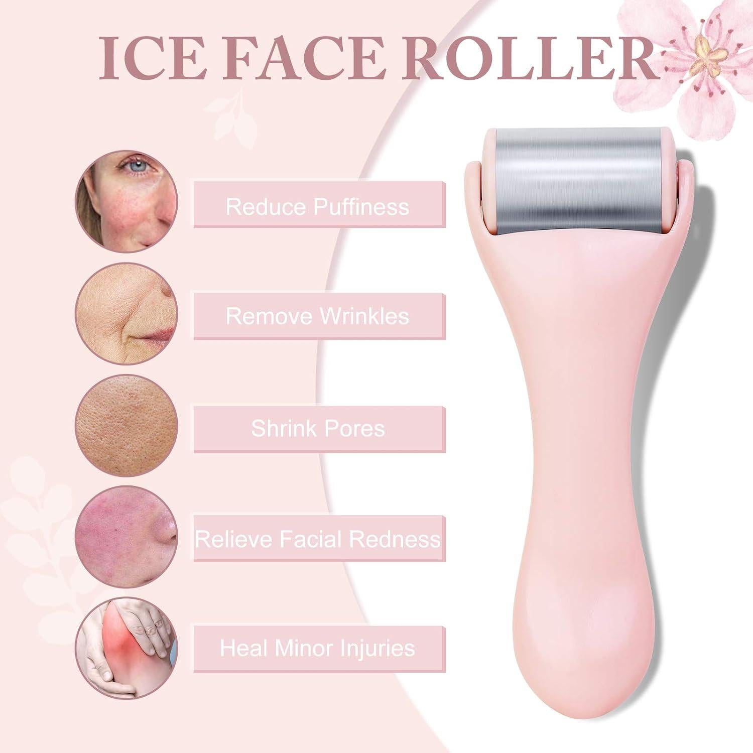 Rodillo de Hielo Facial MAANGE 2 Pcs Rosa para Ojos y Cara