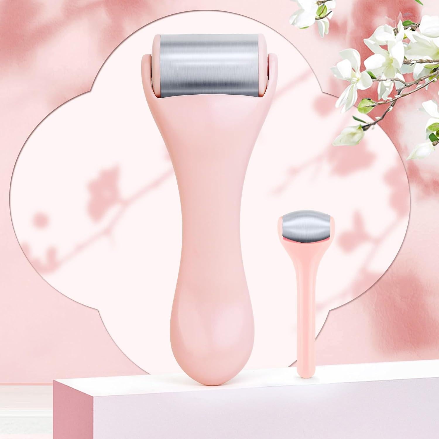 Rodillo de Hielo Facial MAANGE 2 Pcs Rosa para Ojos y Cara