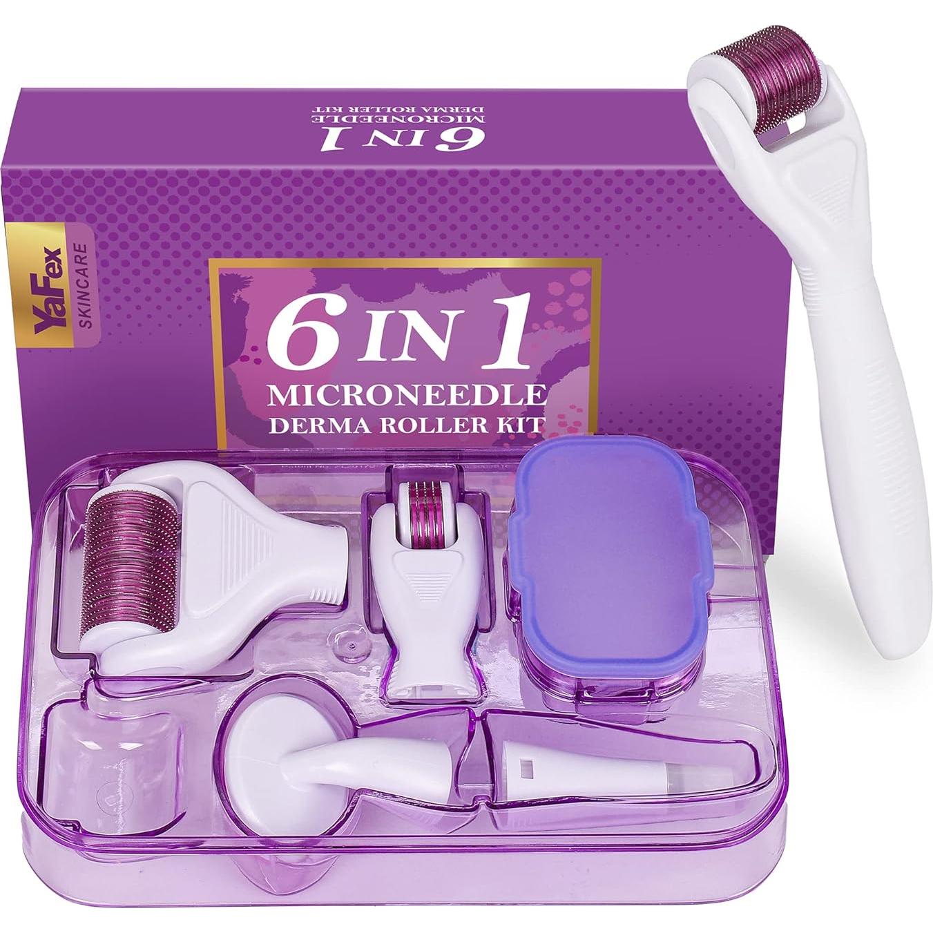 YaFex Derma Roller 6 en 1 - Microneedling 300 y 720 agujas