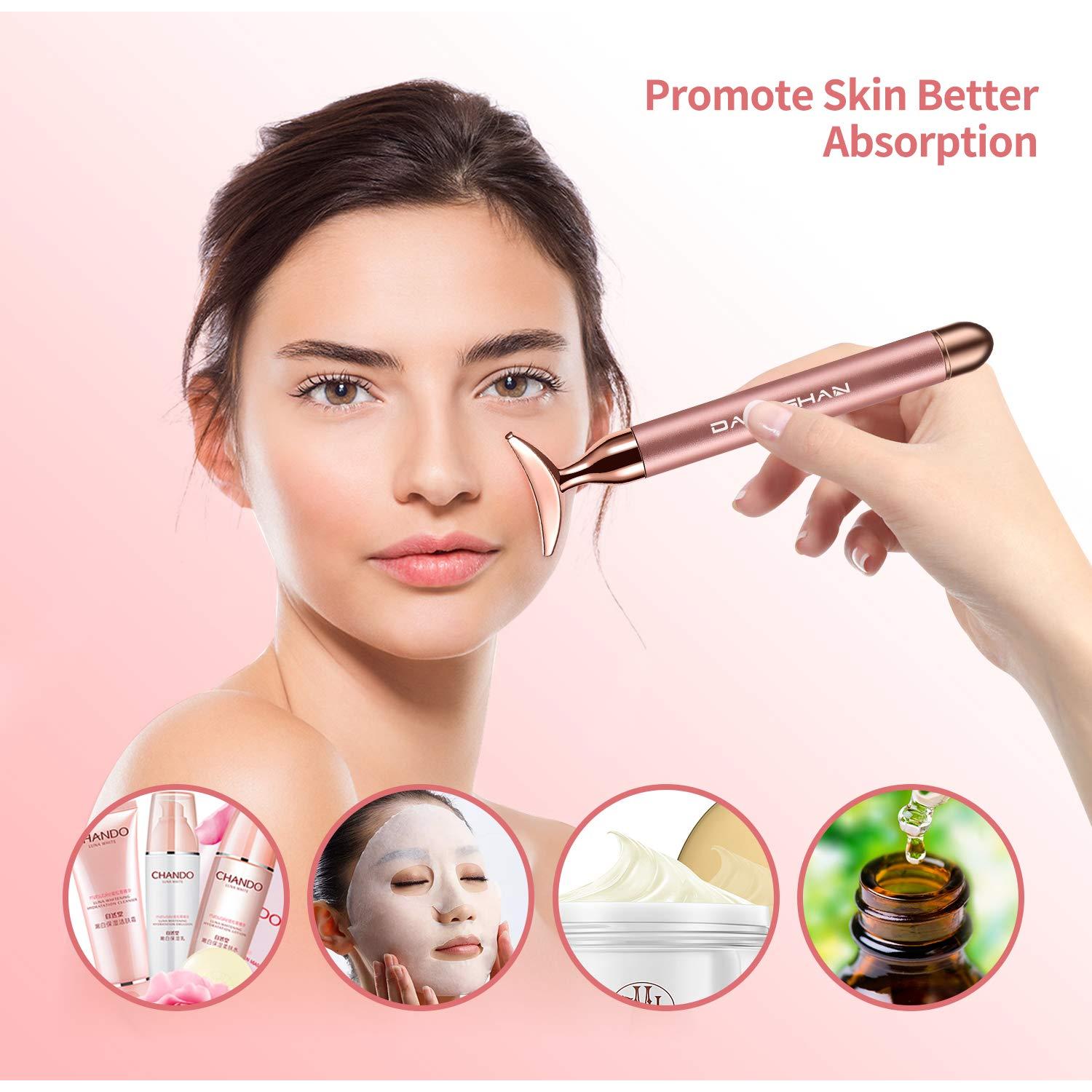 Rodillo de Masaje Facial DANGSHAN 2-en-1 Oro Rosa 3D