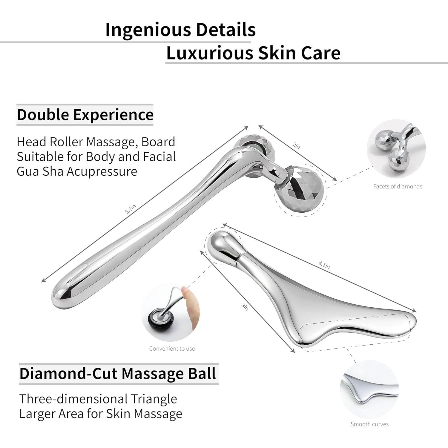 Rodillo de Masaje Facial KEZIAHXU 4-en-1 para Piel