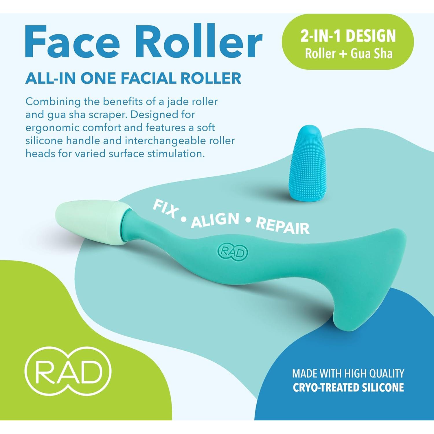 Rodillo Facial RAD Jade 2-en-1 y Gua Sha Silicona