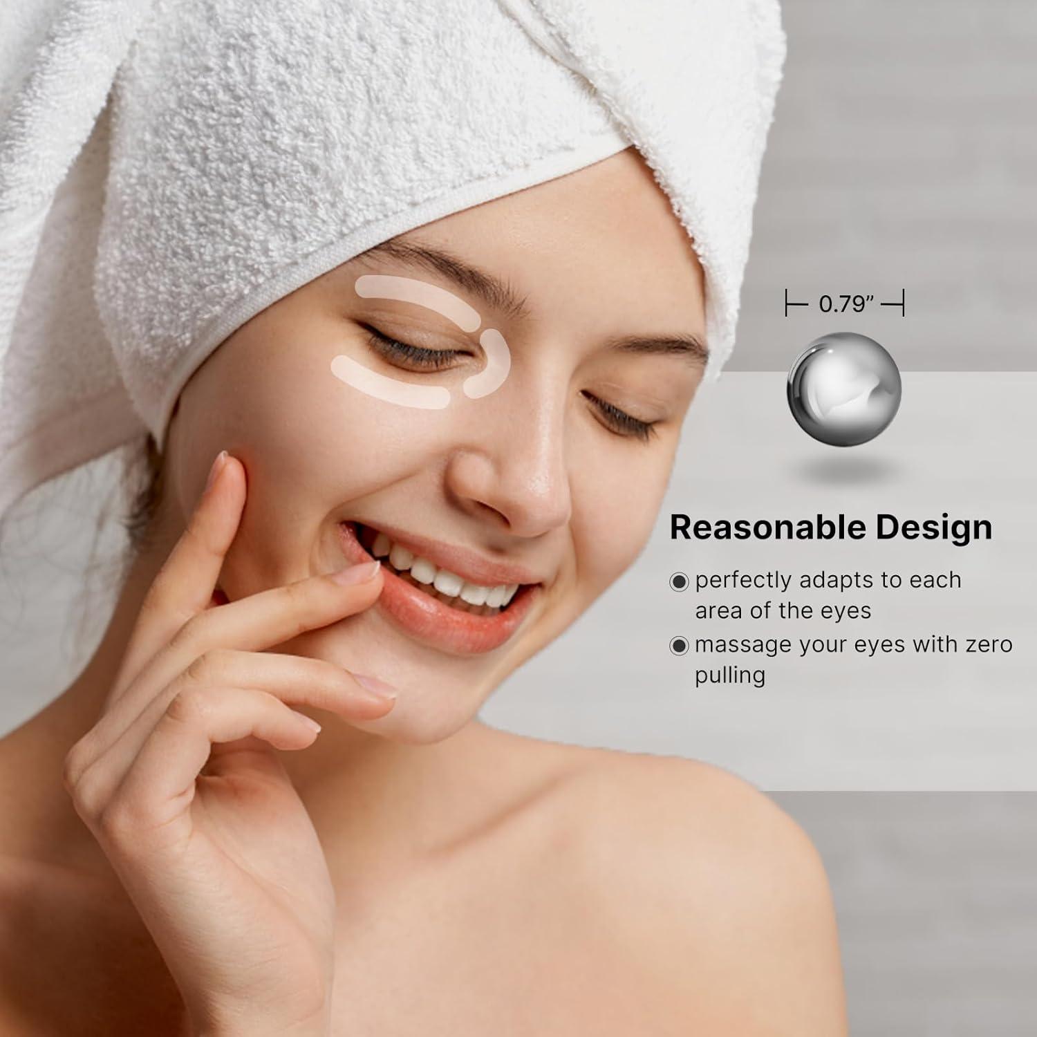 Aplicador de Crema para Ojos QooWo 2 en 1 con Rodillo Frío