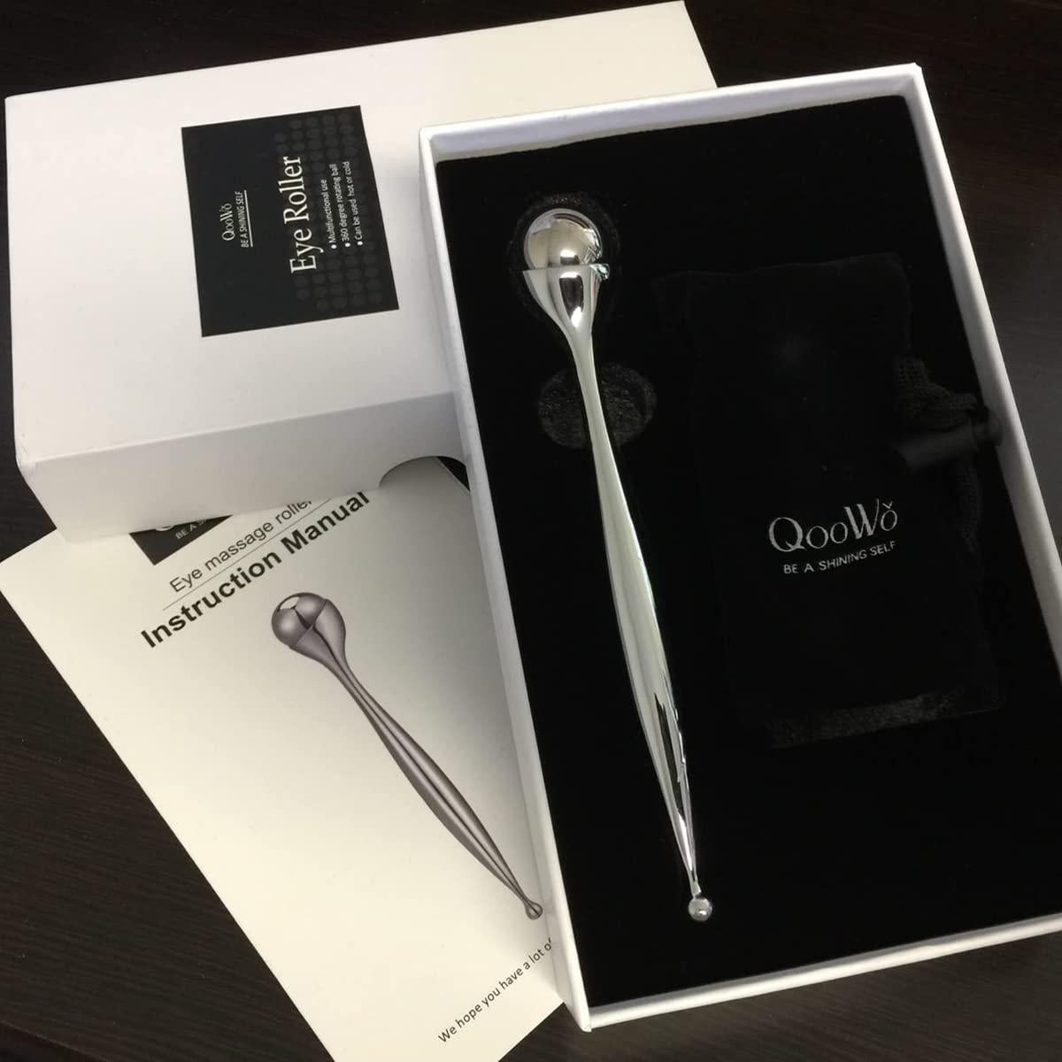 Aplicador de Crema para Ojos QooWo 2 en 1 con Rodillo Frío