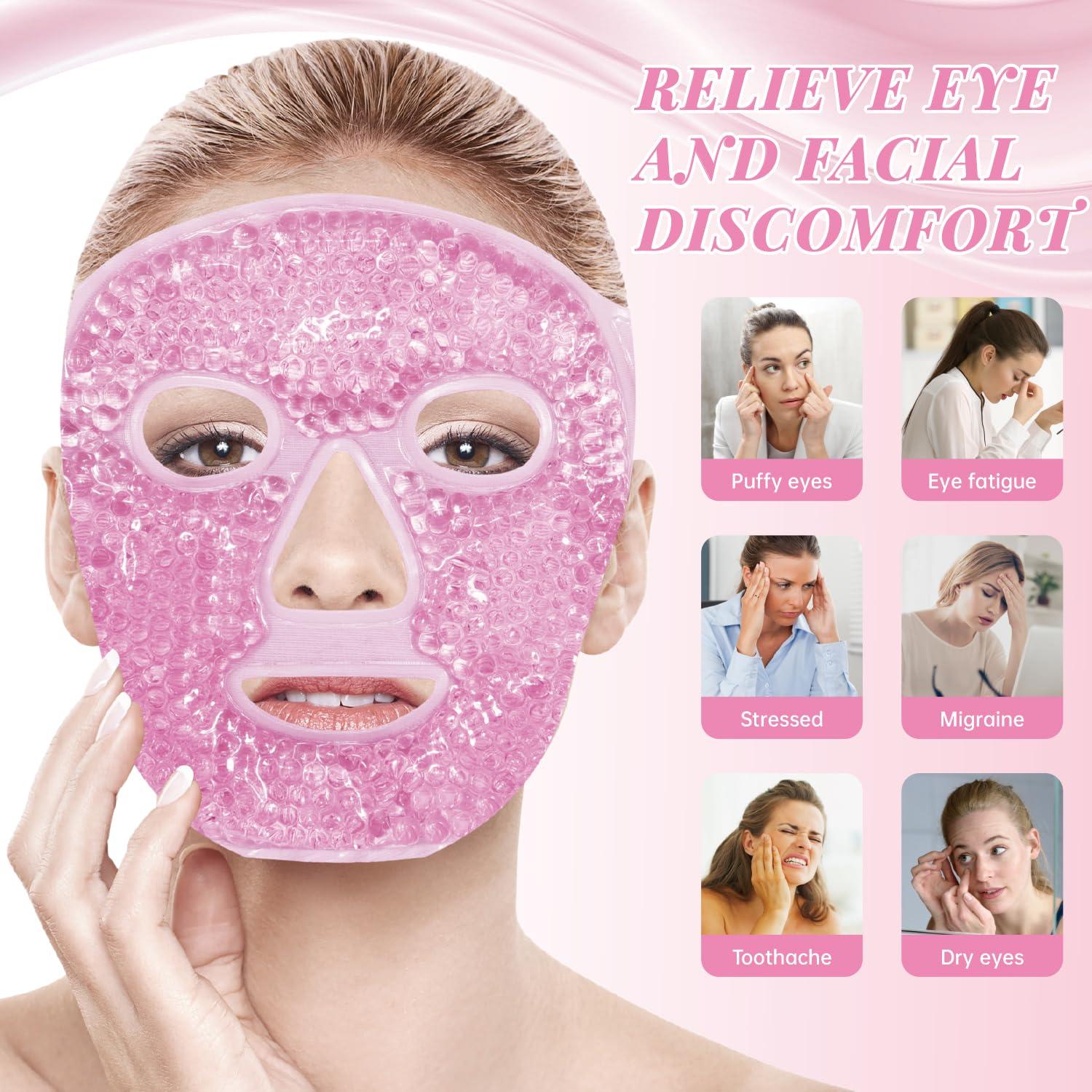 Set de Rodillo Facial y Máscara Fría ZNÖCUETÖD Rosa