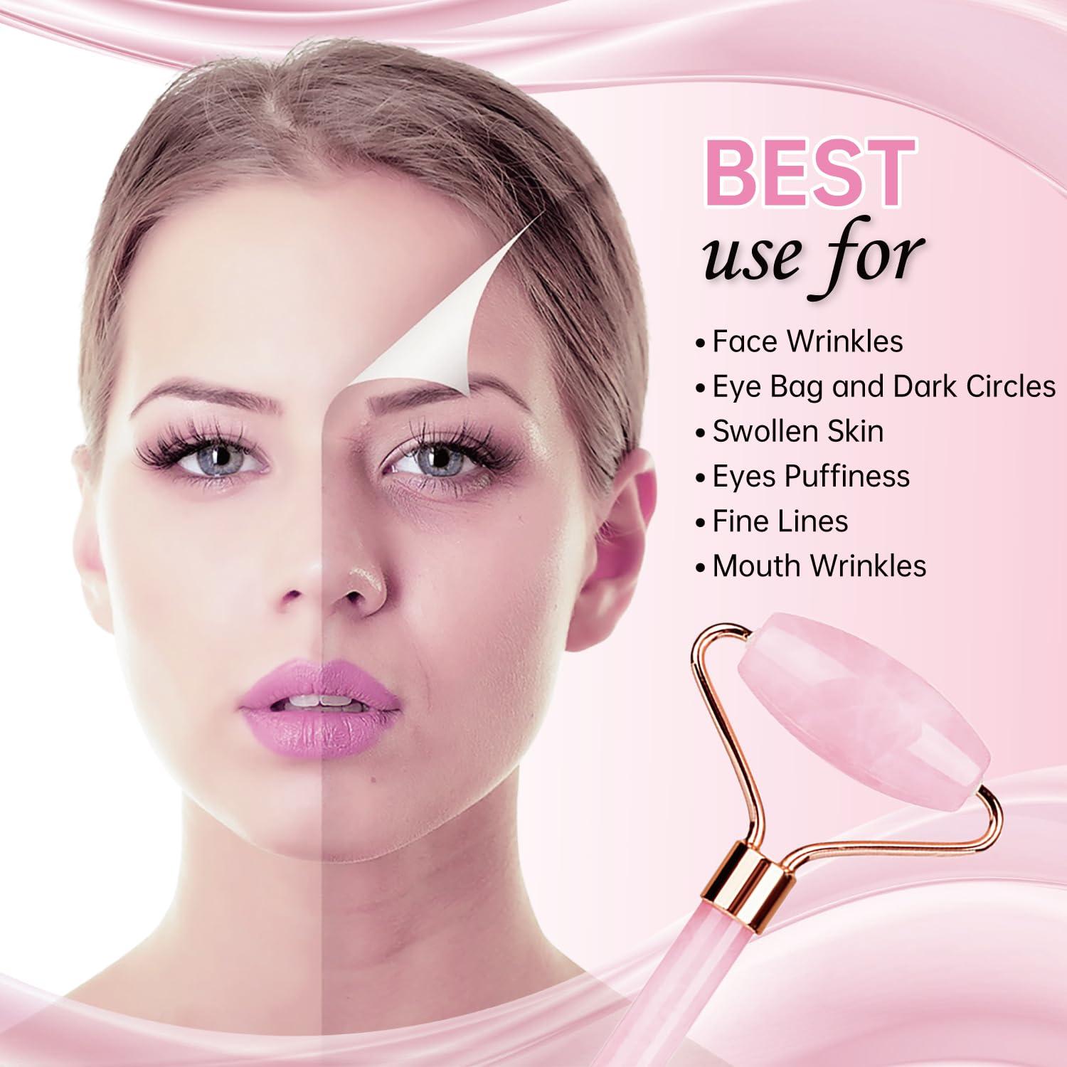 Set de Rodillo Facial y Máscara Fría ZNÖCUETÖD Rosa