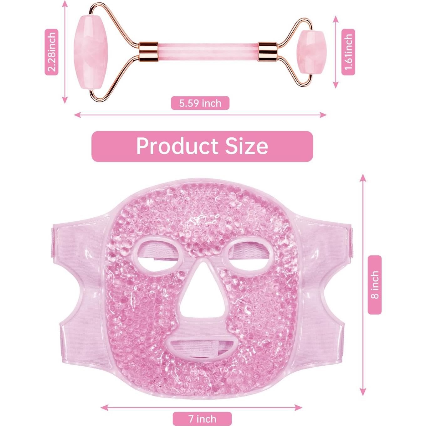 Set de Rodillo Facial y Máscara Fría ZNÖCUETÖD Rosa