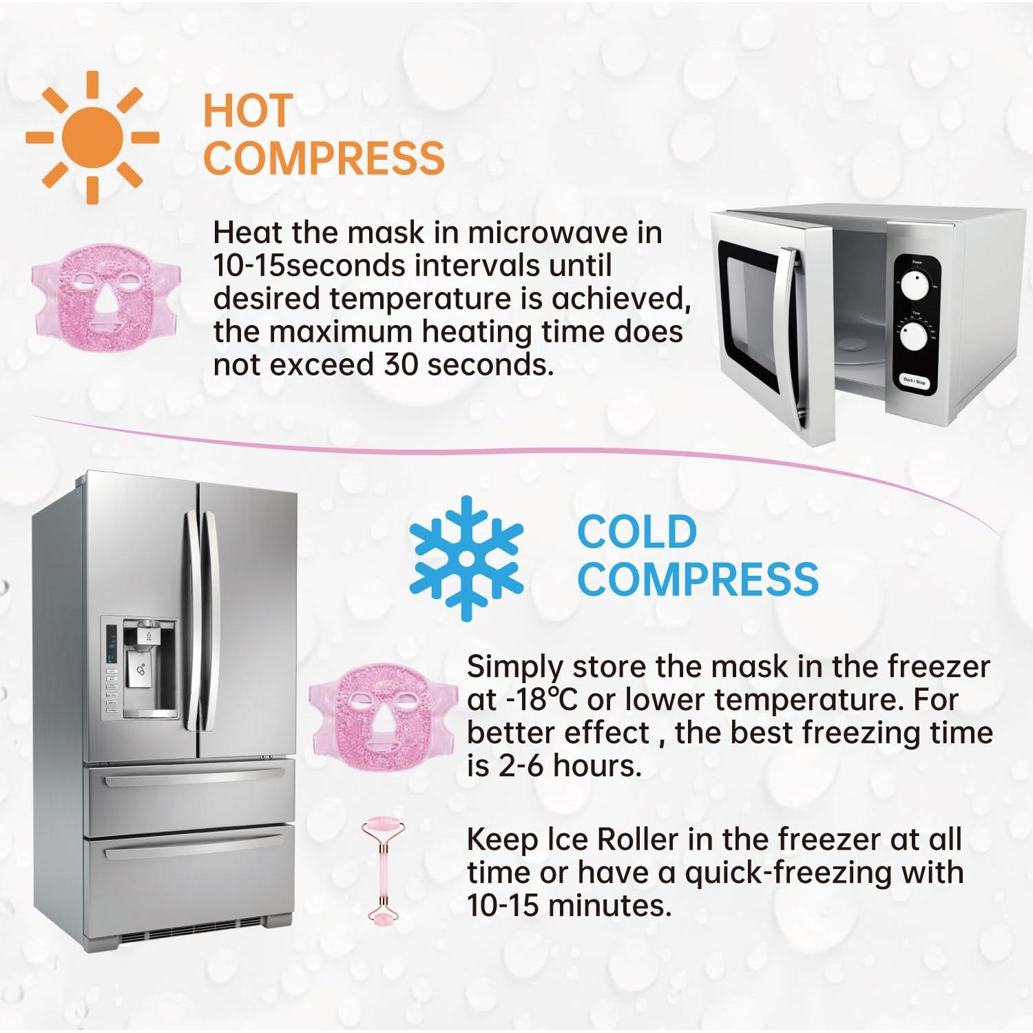 Set de Rodillo Facial y Máscara Fría ZNÖCUETÖD Rosa