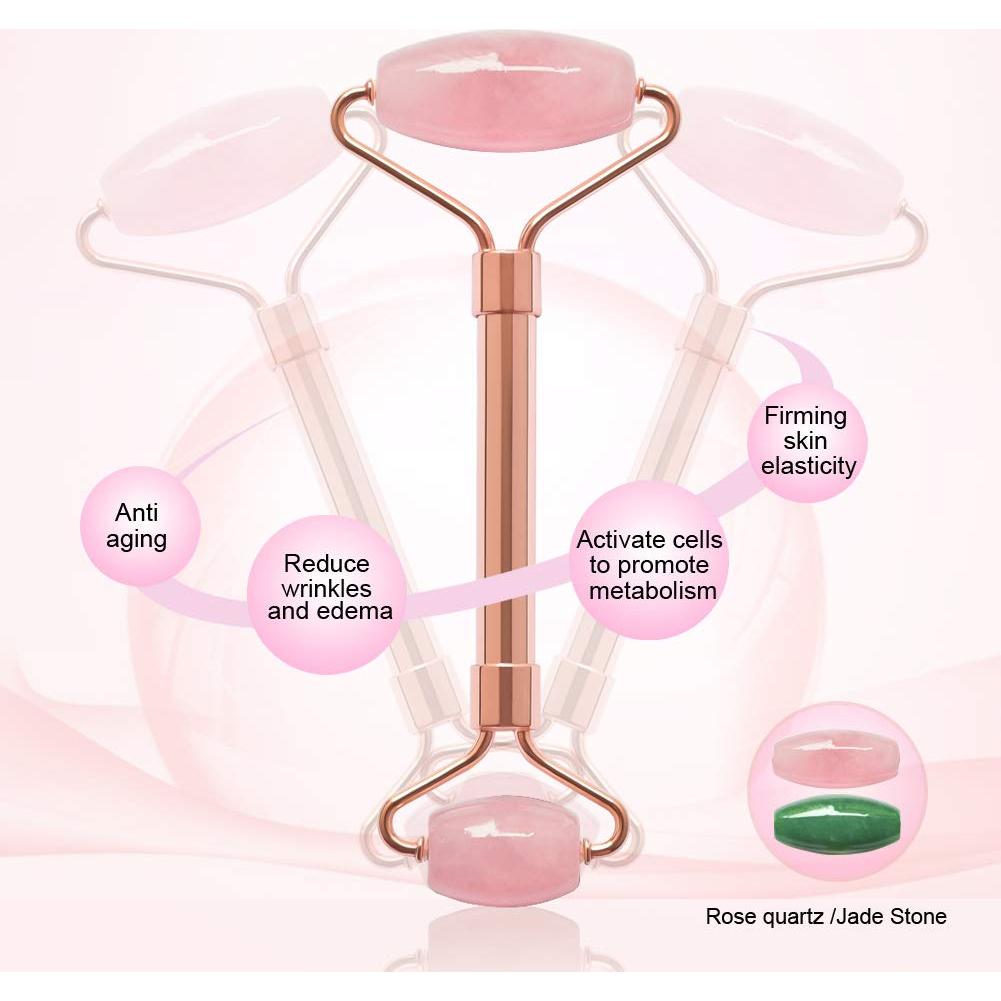 Juego de 2 Rodillos Faciales Jade y Cuarzo Rosa ZS ZESHIN