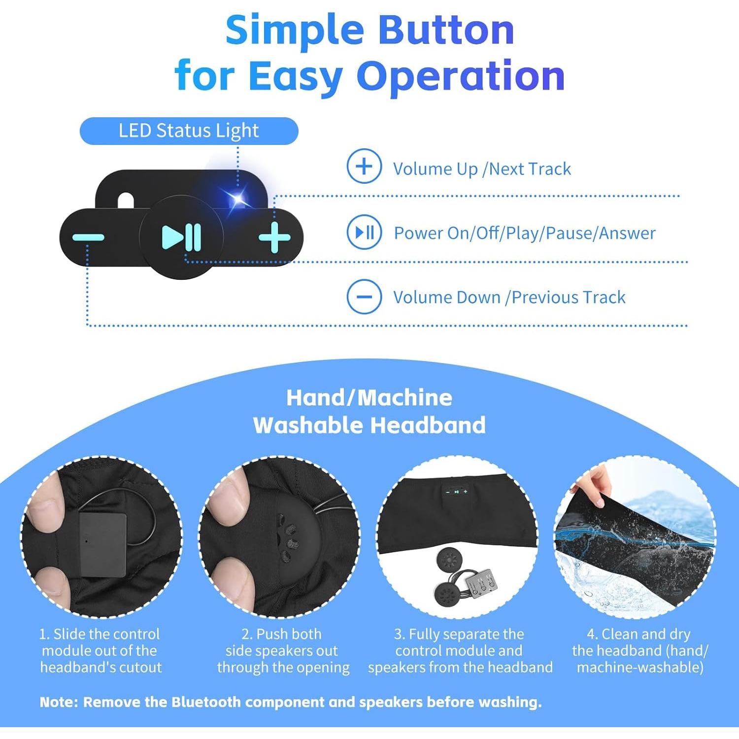 Auriculares para Dormir Bluetooth 6.0 Veeniitosr OLIVER 20h