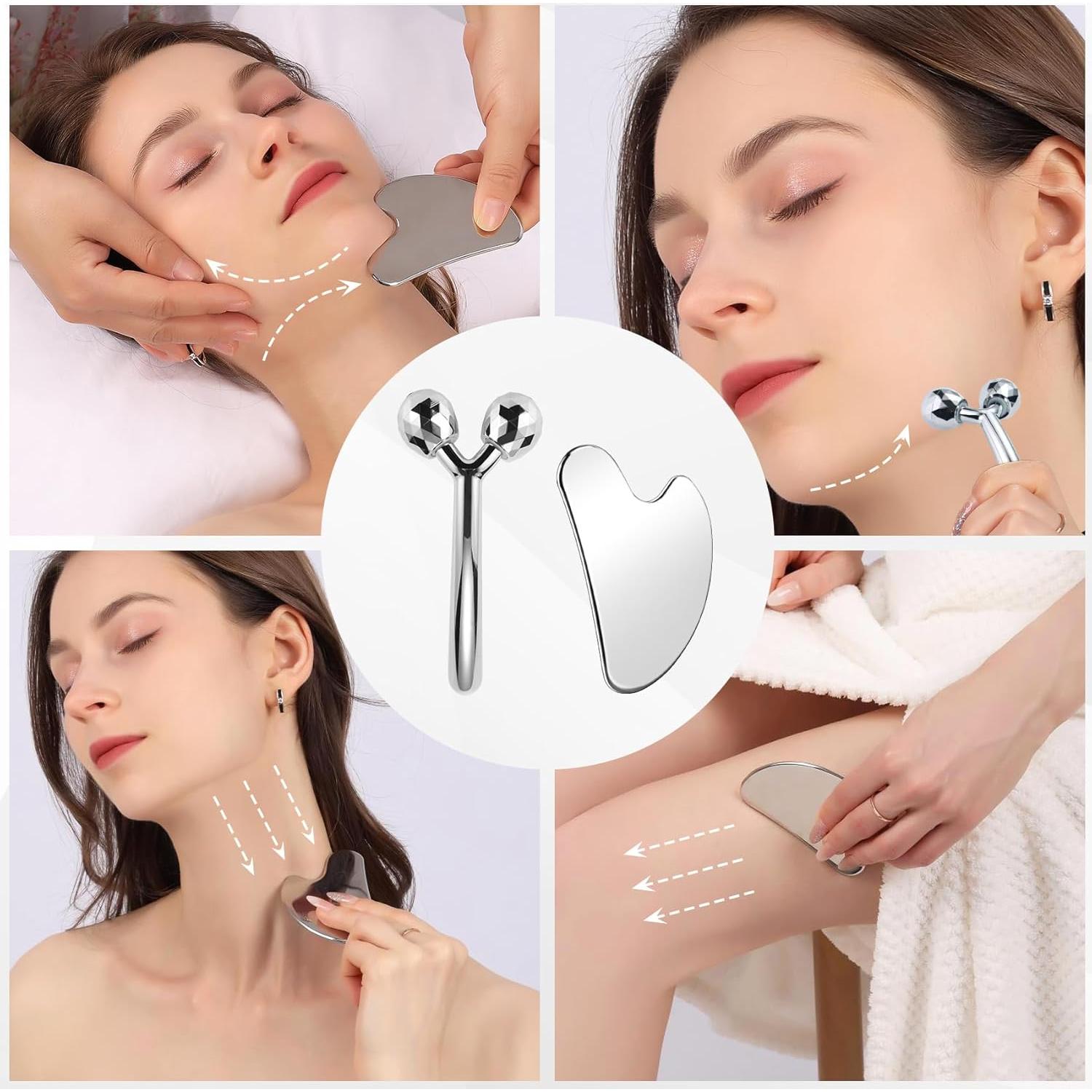 Masajeador Facial InfiniteRelax Gua Sha 2 Piezas Metal