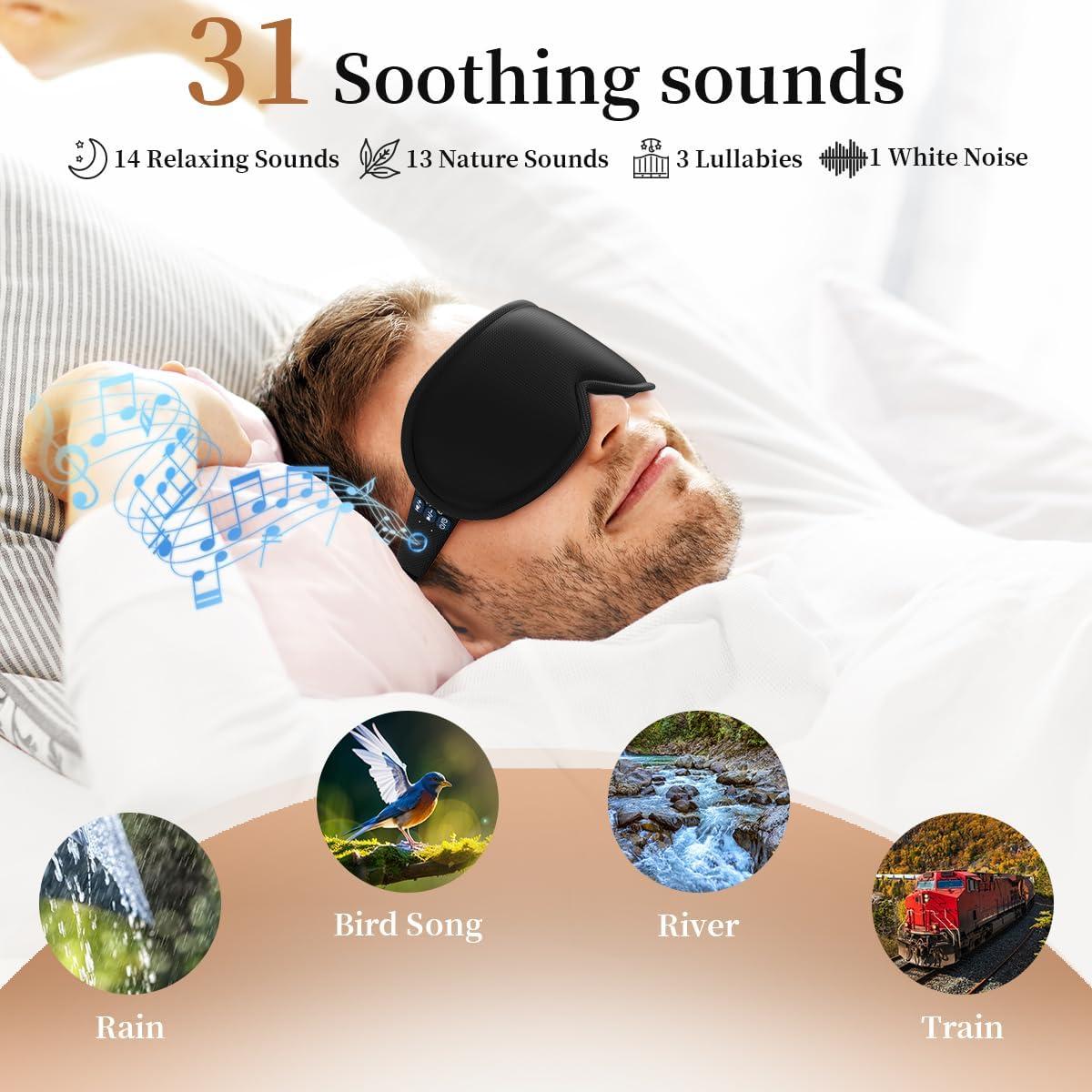 Máscara de Sueño Easysleep 3D con Auriculares y Ruido Blanco