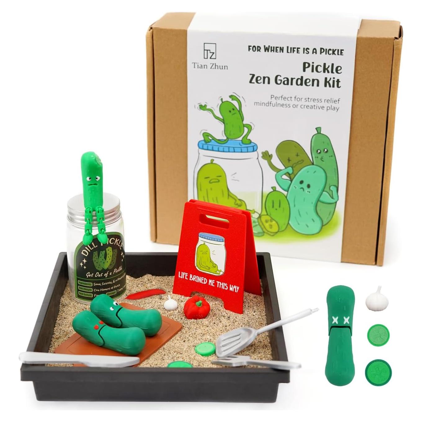 Jardín Zen Mini Pepinillo Tian Zhun con Arena para Escritorio