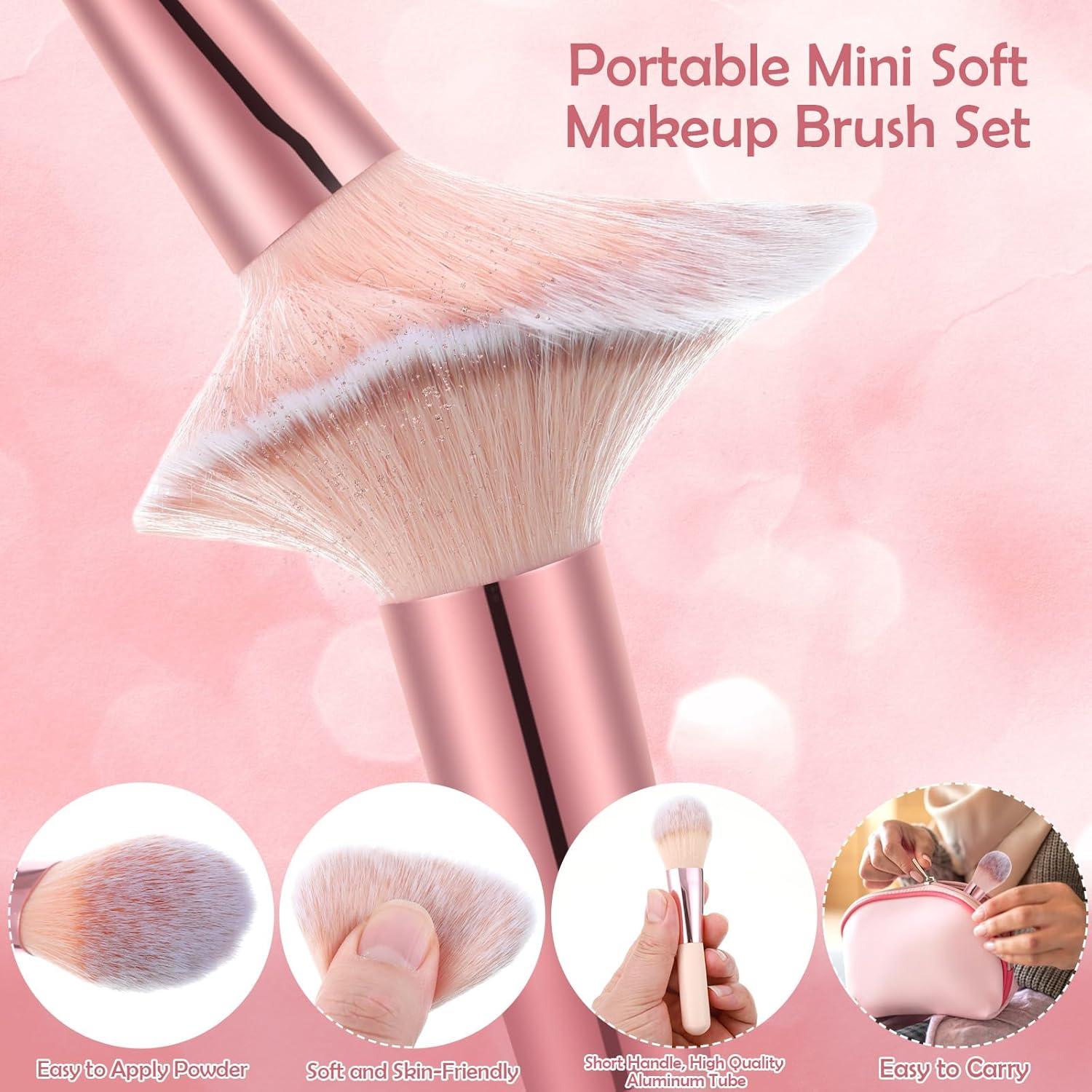 Juego de 14 Pinceles de Maquillaje Rosa con Estuche