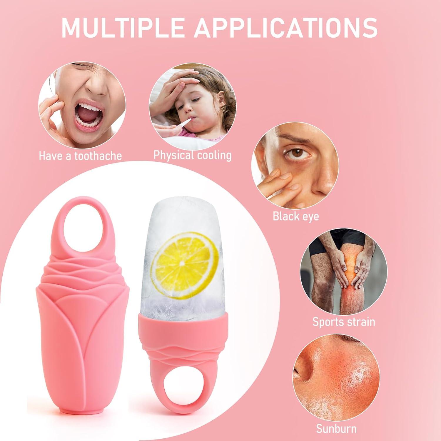 Molde de Silicona para Hielo Facial Mabnuby 3 Pcs Rosa