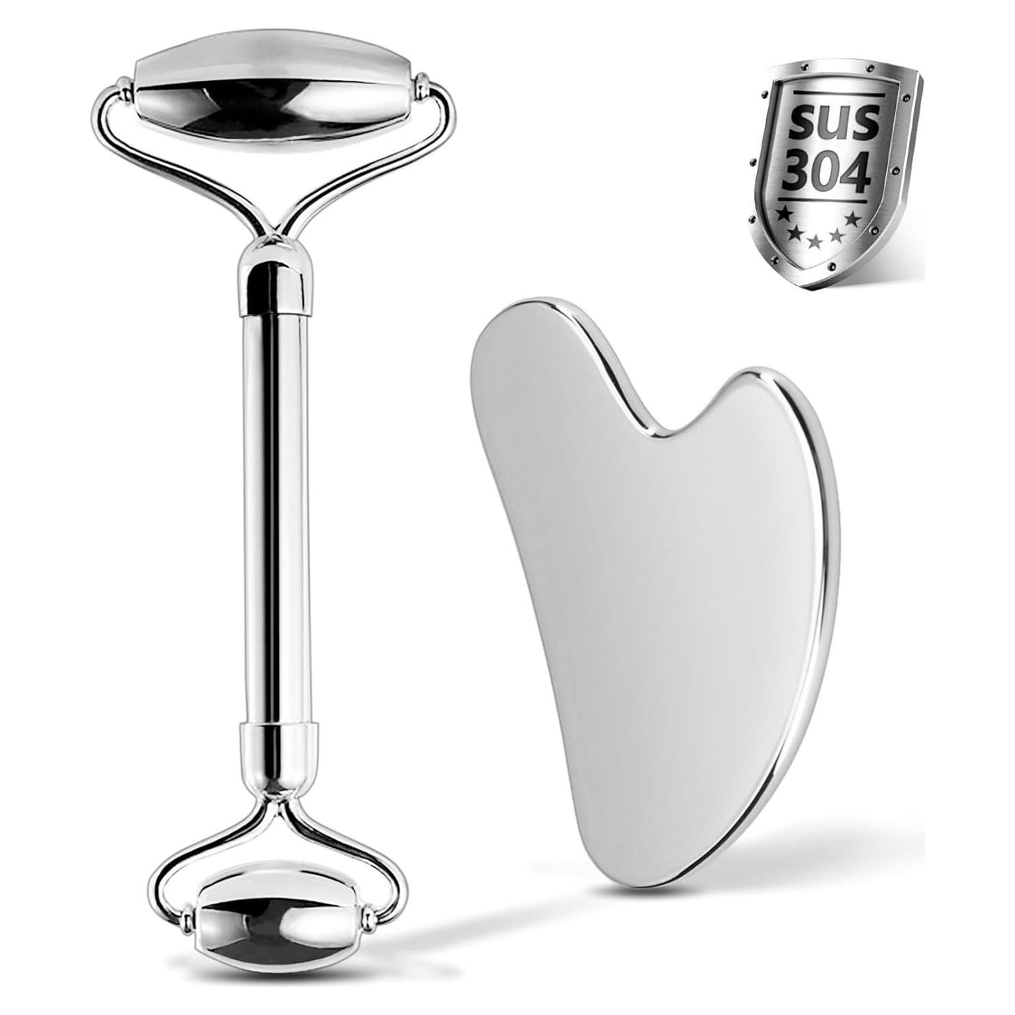 Rodillo Facial y Gua Sha CUTELIILI Acero Inoxidable 304