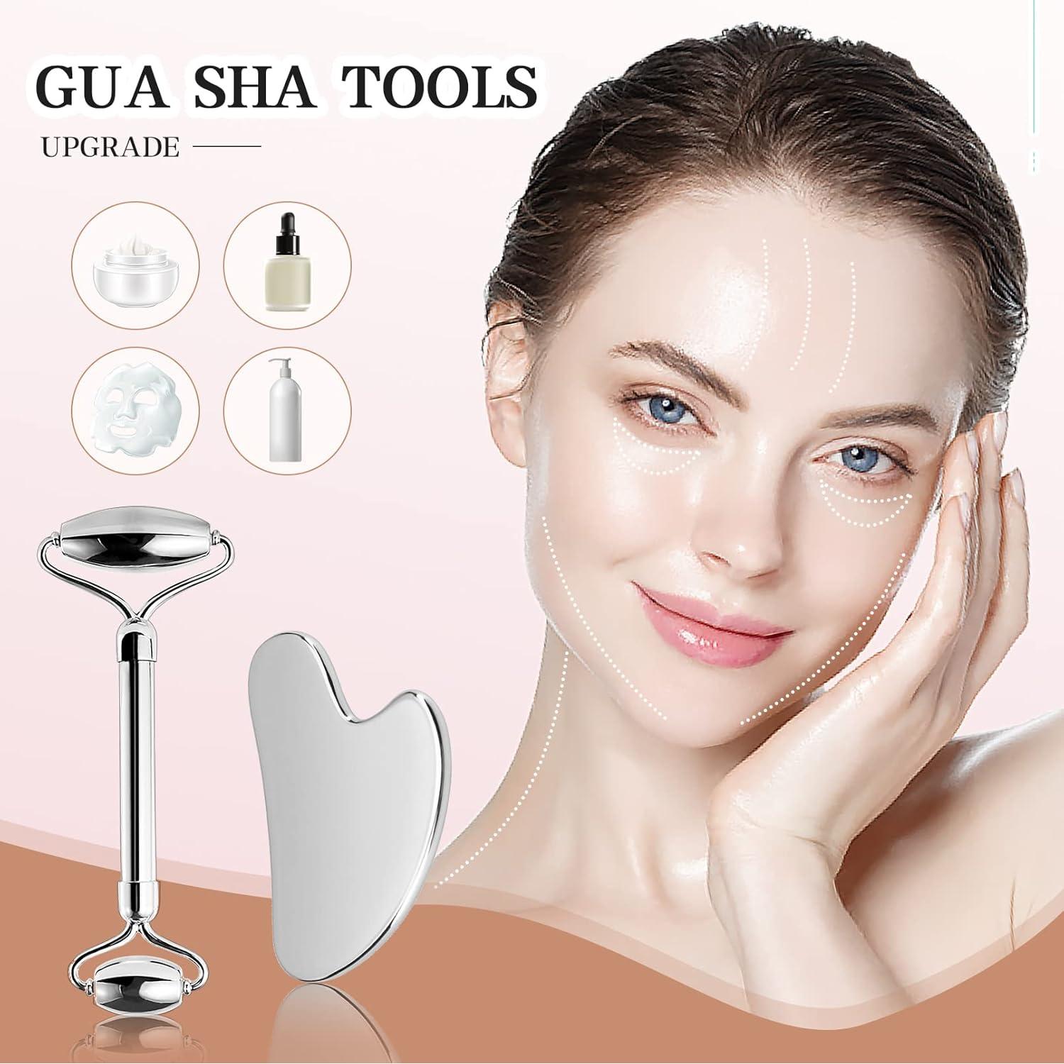 Rodillo Facial y Gua Sha CUTELIILI Acero Inoxidable 304