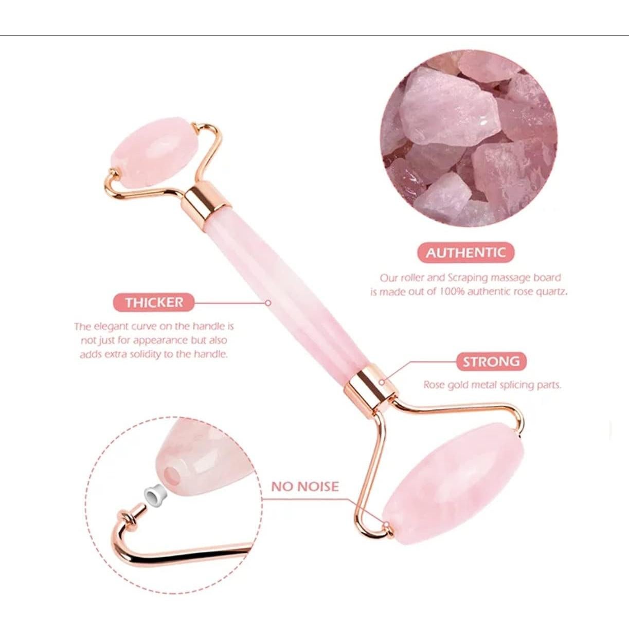 Rodillo Facial Jade Gua Sha June Berry - Cuarzo Rosa