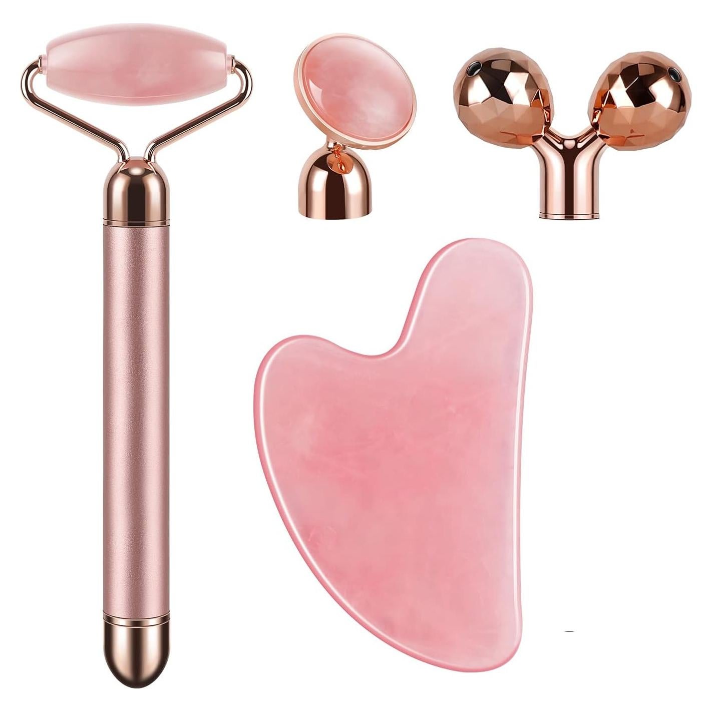 Juego de Masaje Facial 4 en 1 SSGP-4 Cuarzo Rosa Herramientas