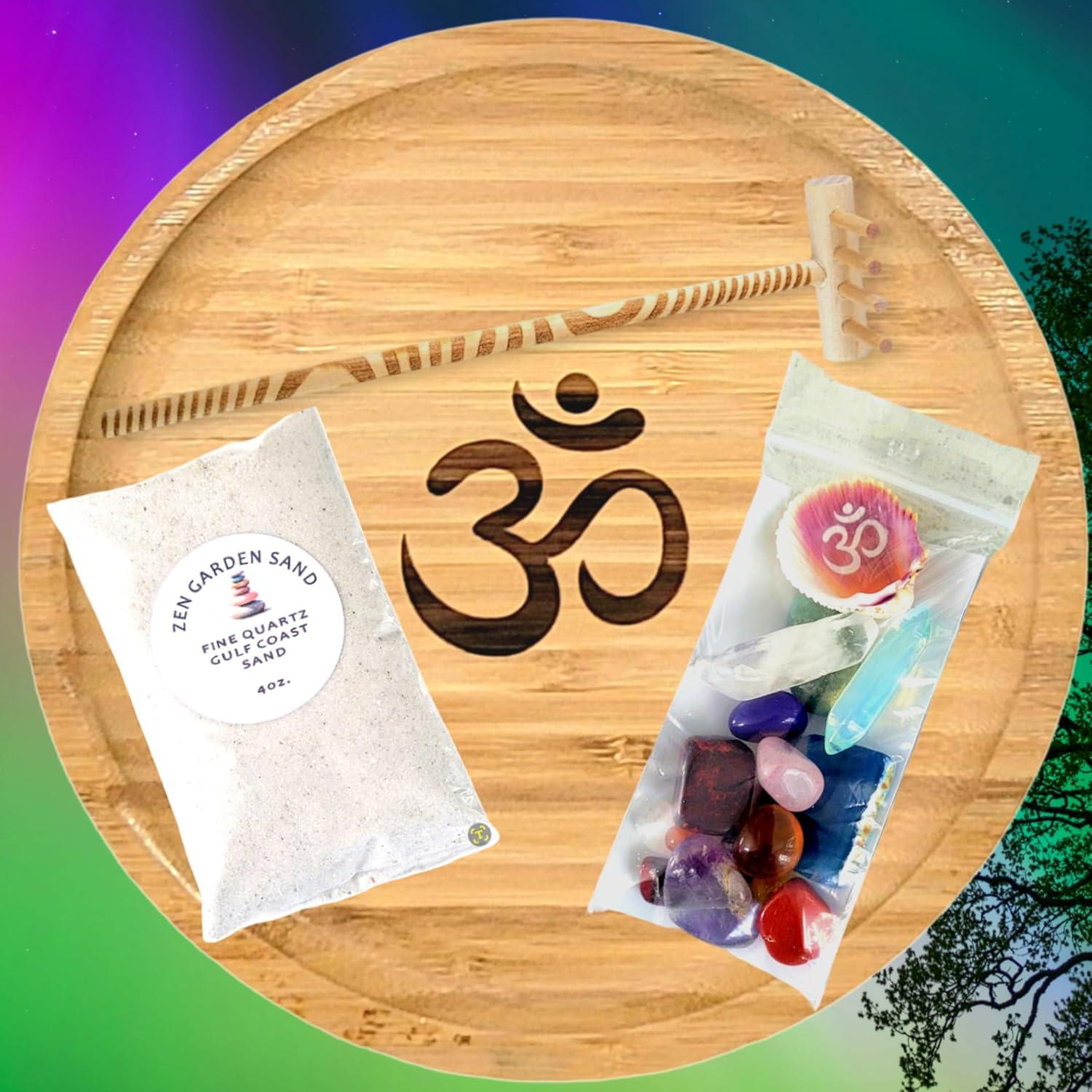 Jardín Zen OM - Mini Jardín de Meditación con Gemas y Arena