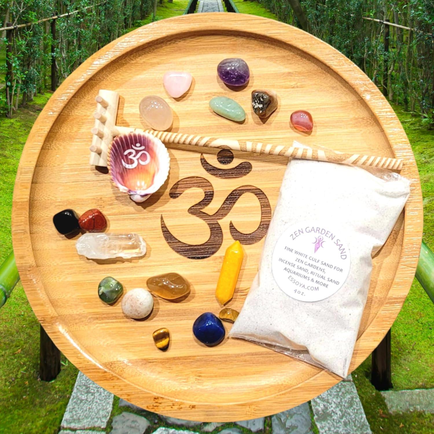 Jardín Zen OM - Mini Jardín de Meditación con Gemas y Arena