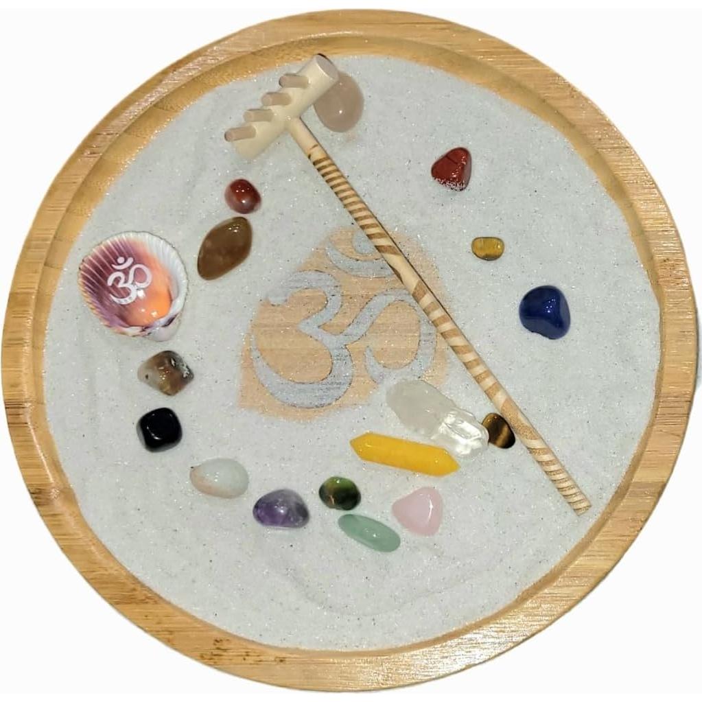 Jardín Zen OM - Mini Jardín de Meditación con Gemas y Arena