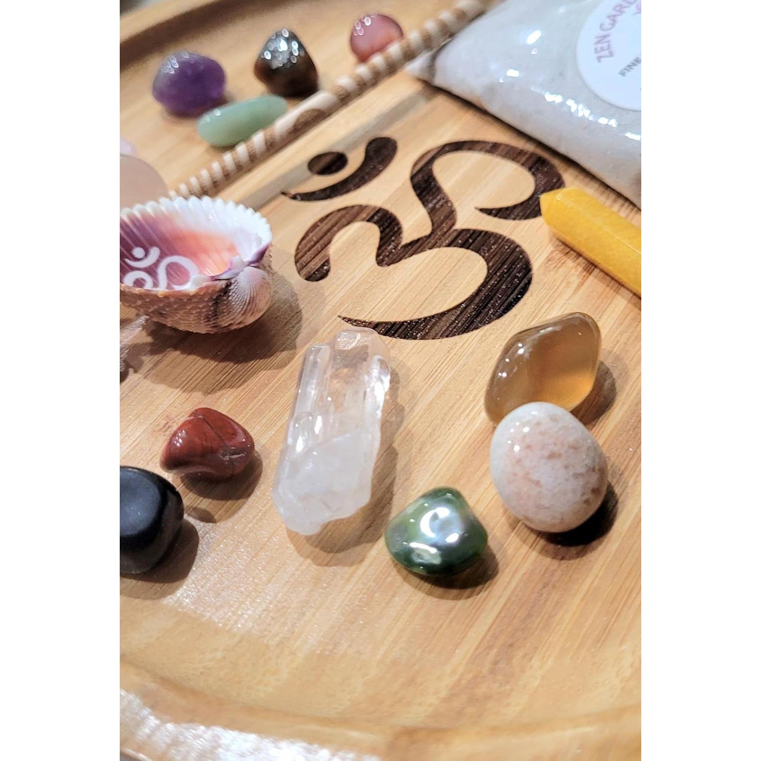 Jardín Zen OM - Mini Jardín de Meditación con Gemas y Arena