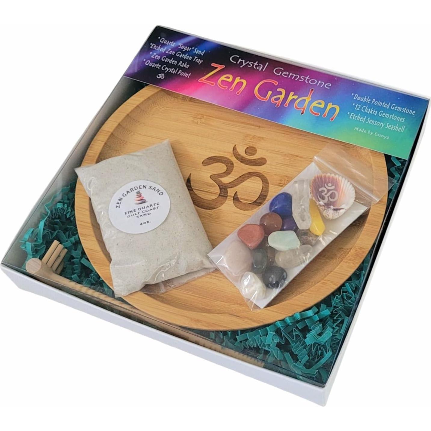 Jardín Zen OM - Mini Jardín de Meditación con Gemas y Arena