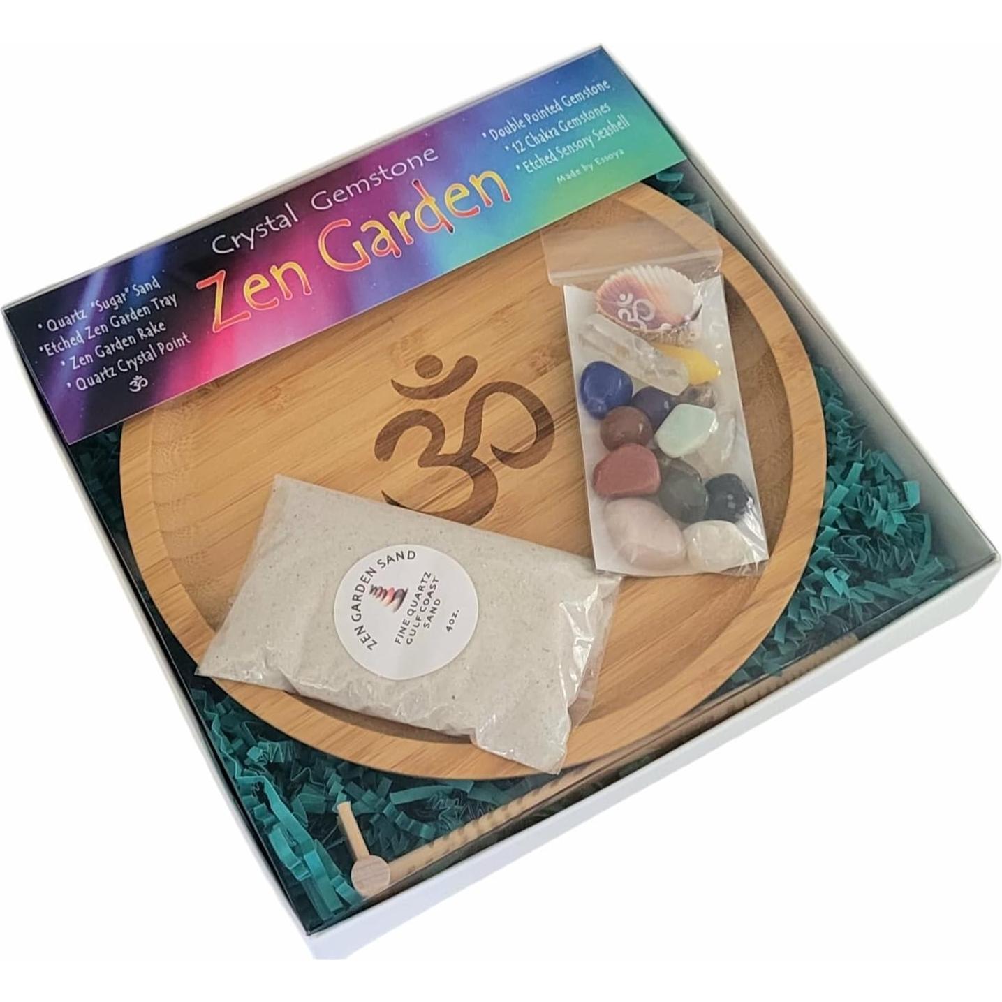 Jardín Zen OM - Mini Jardín de Meditación con Gemas y Arena