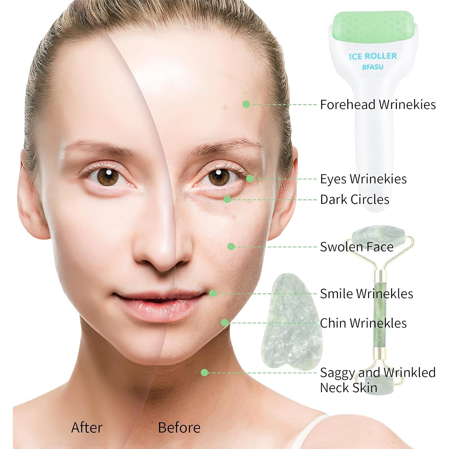 Juego de Rodillos Faciales BFASU 3 en 1 Verde