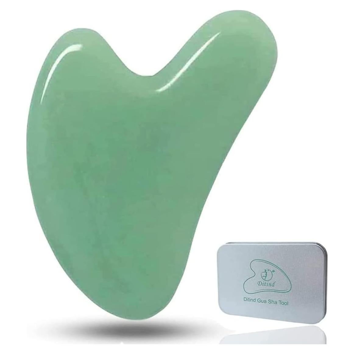 Gua Sha Ditind de Jade Verde para Masaje Facial y Corporal
