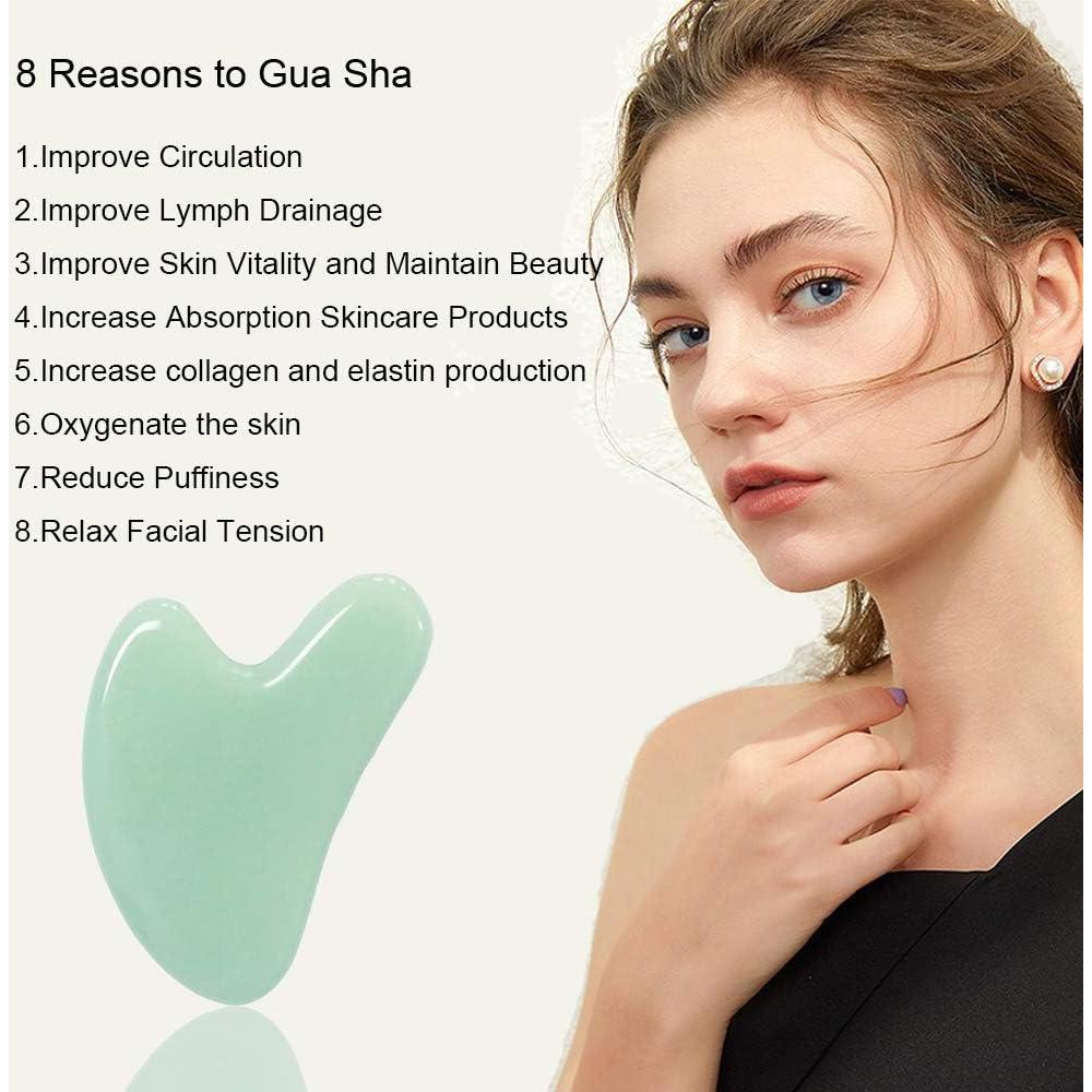 Gua Sha Ditind de Jade Verde para Masaje Facial y Corporal