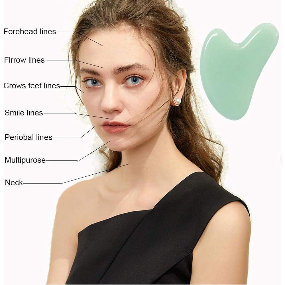 Gua Sha Ditind de Jade Verde para Masaje Facial y Corporal