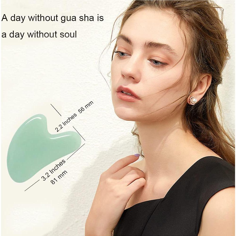 Gua Sha Ditind de Jade Verde para Masaje Facial y Corporal