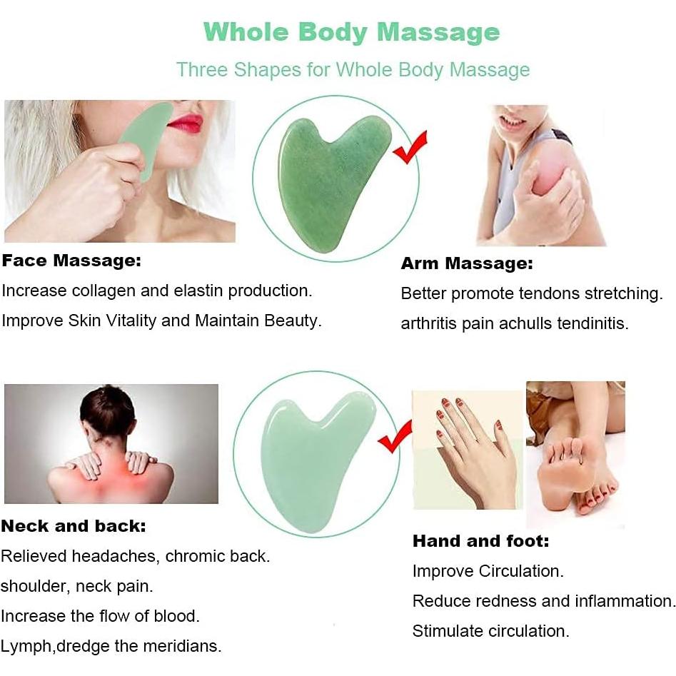 Gua Sha Ditind de Jade Verde para Masaje Facial y Corporal