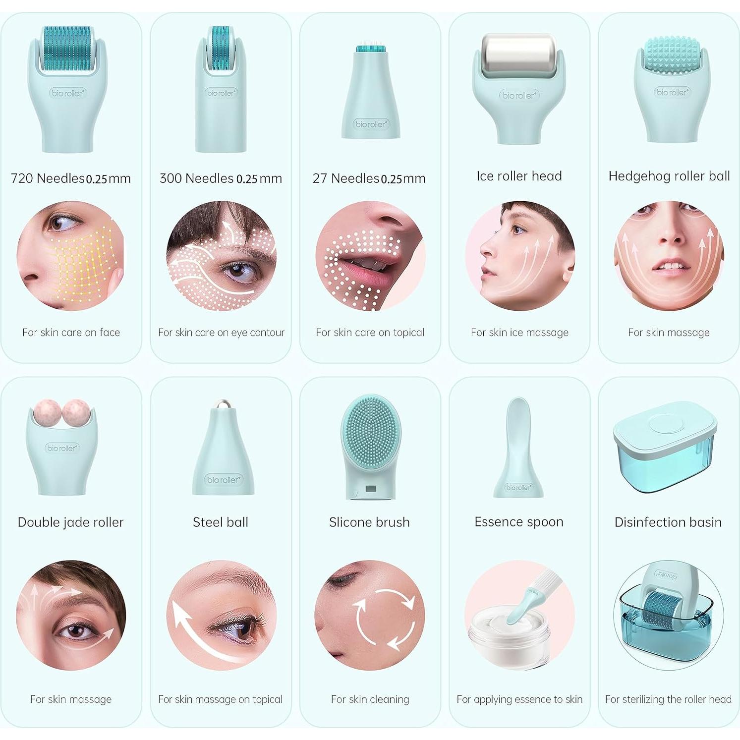 Kit Derma Roller GDBANLIMI 10 en 1 con 9 Cabezas