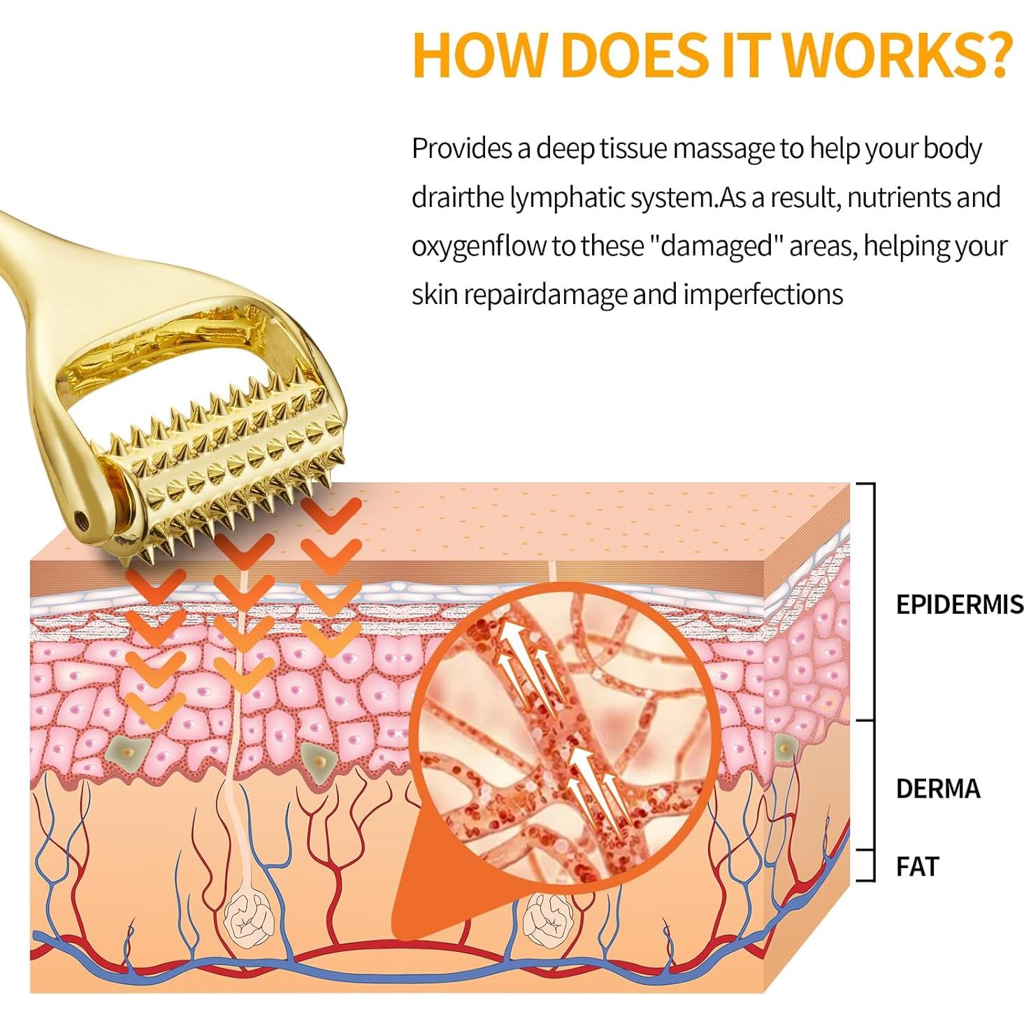 Rodillo de Acupuntura Running Man MRGL-04 Oro - Masaje Facial