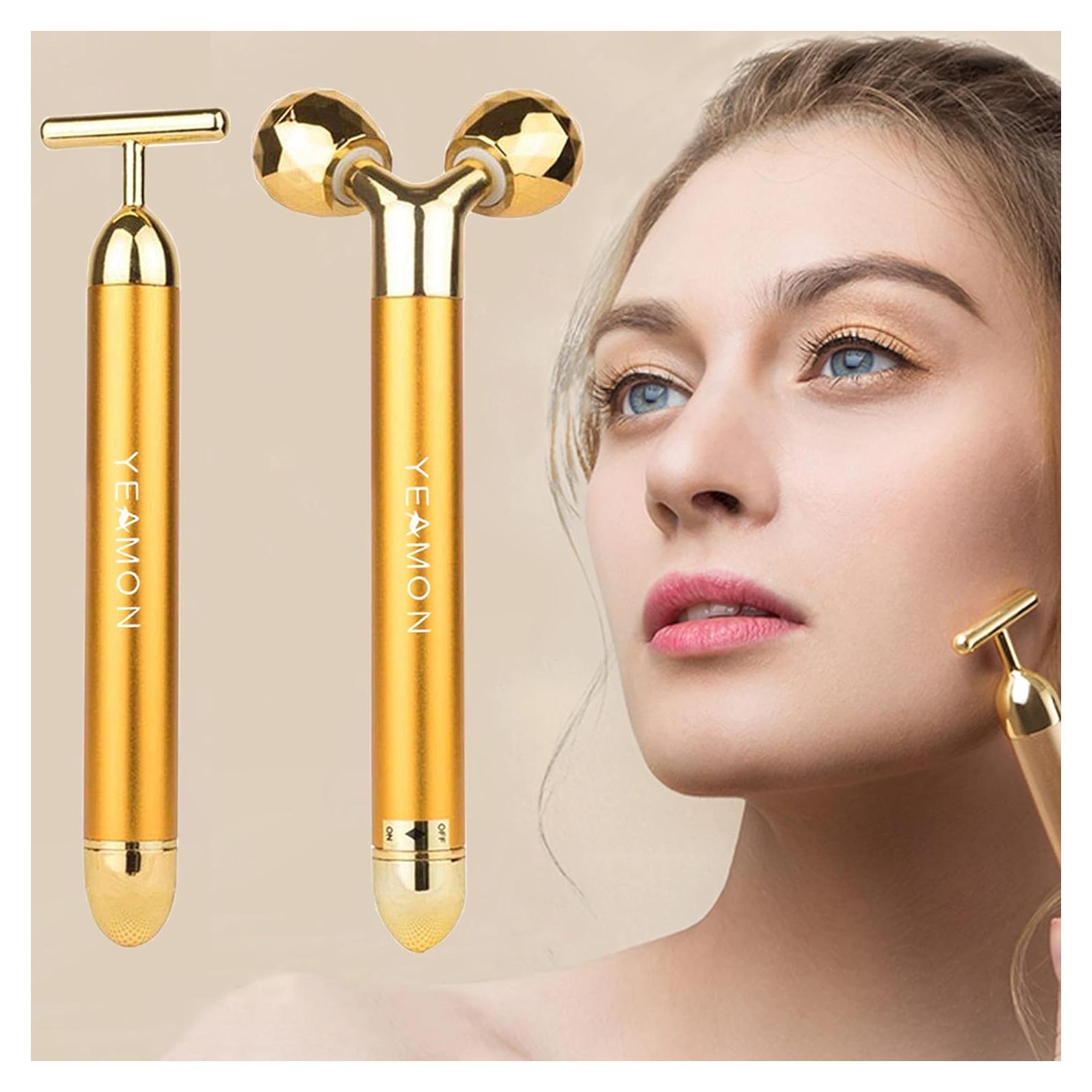 Masajeador Facial Eléctrico Yeamon 2 en 1 Rodillo 3D y T