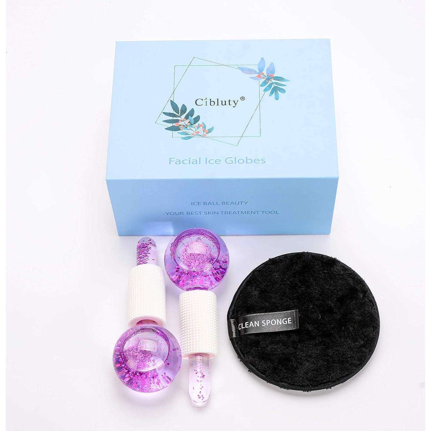 Rodillo Facial de Hielo CIBLUTY 2PCS Masaje Frío Púrpura