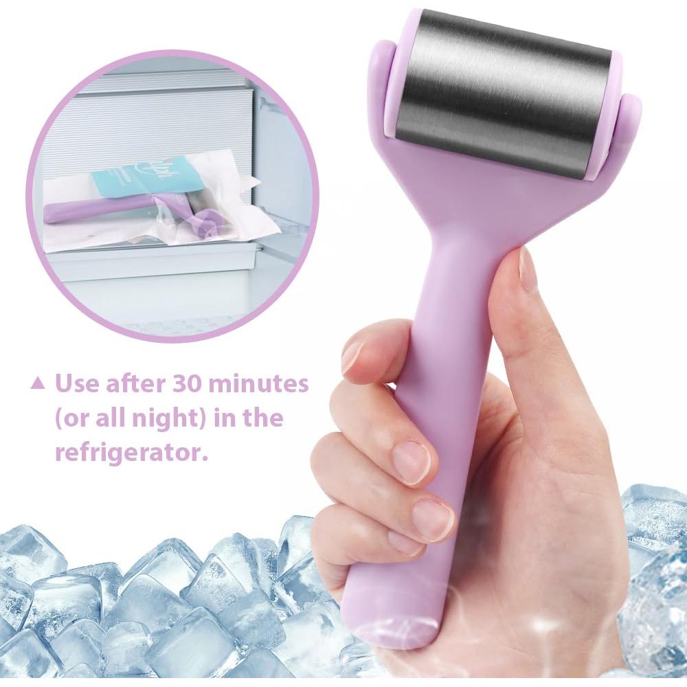 Rodillo de Hielo Hilph Facial Acero Inoxidable 16 cm Púrpura