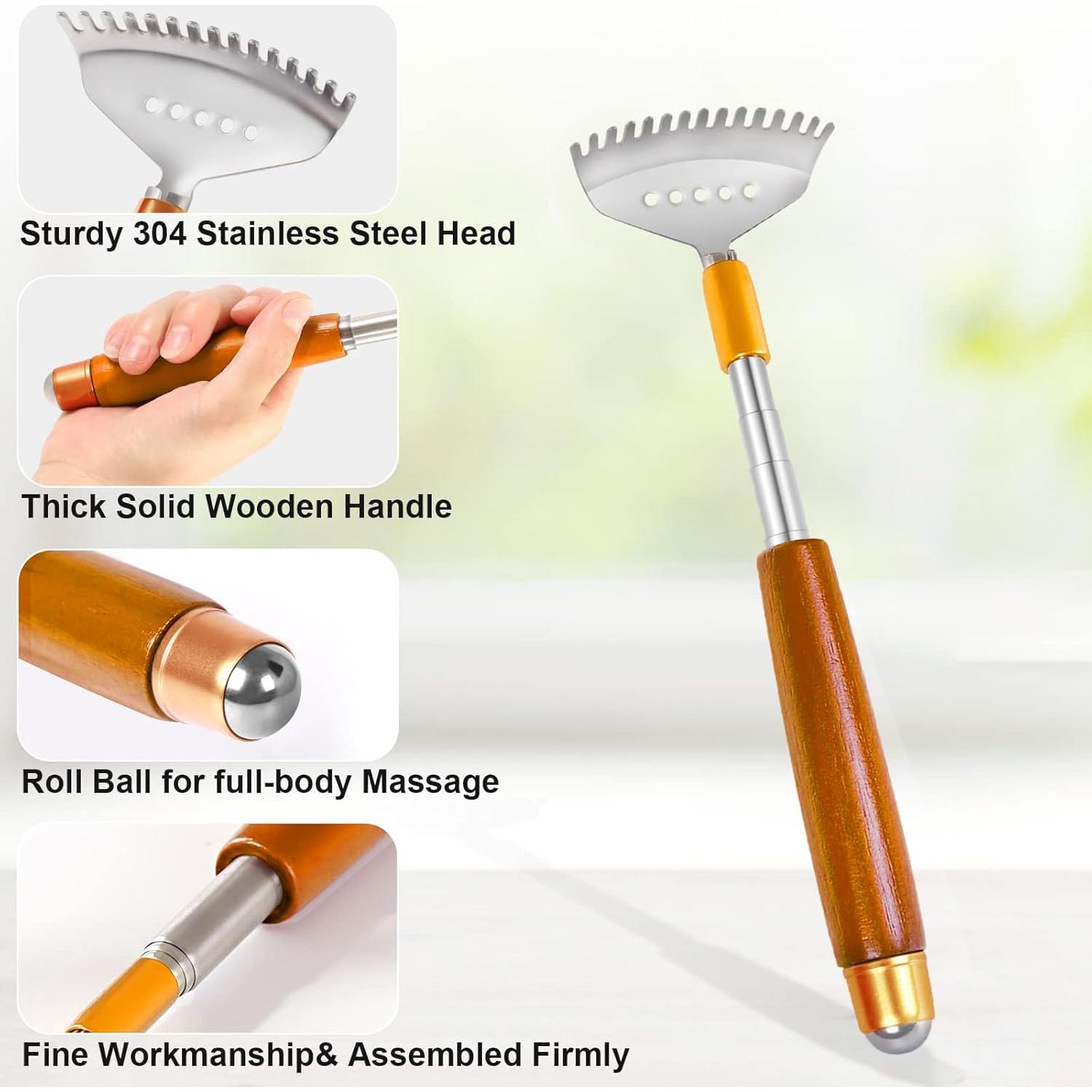 Rasca Espaldas Telescópico AITOUCH 51.5 cm Acero y Madera