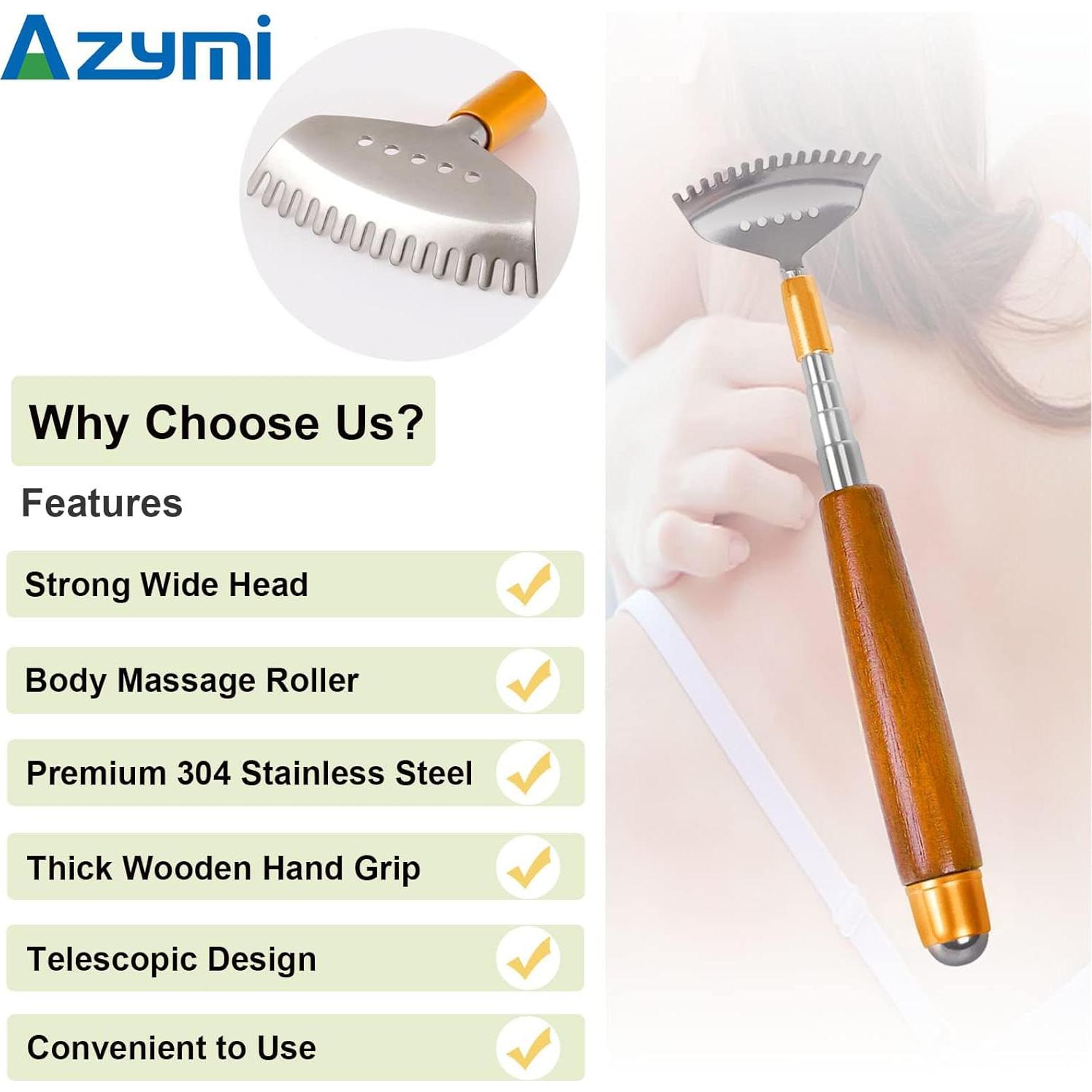 Rasca Espaldas Telescópico AITOUCH 51.5 cm Acero y Madera