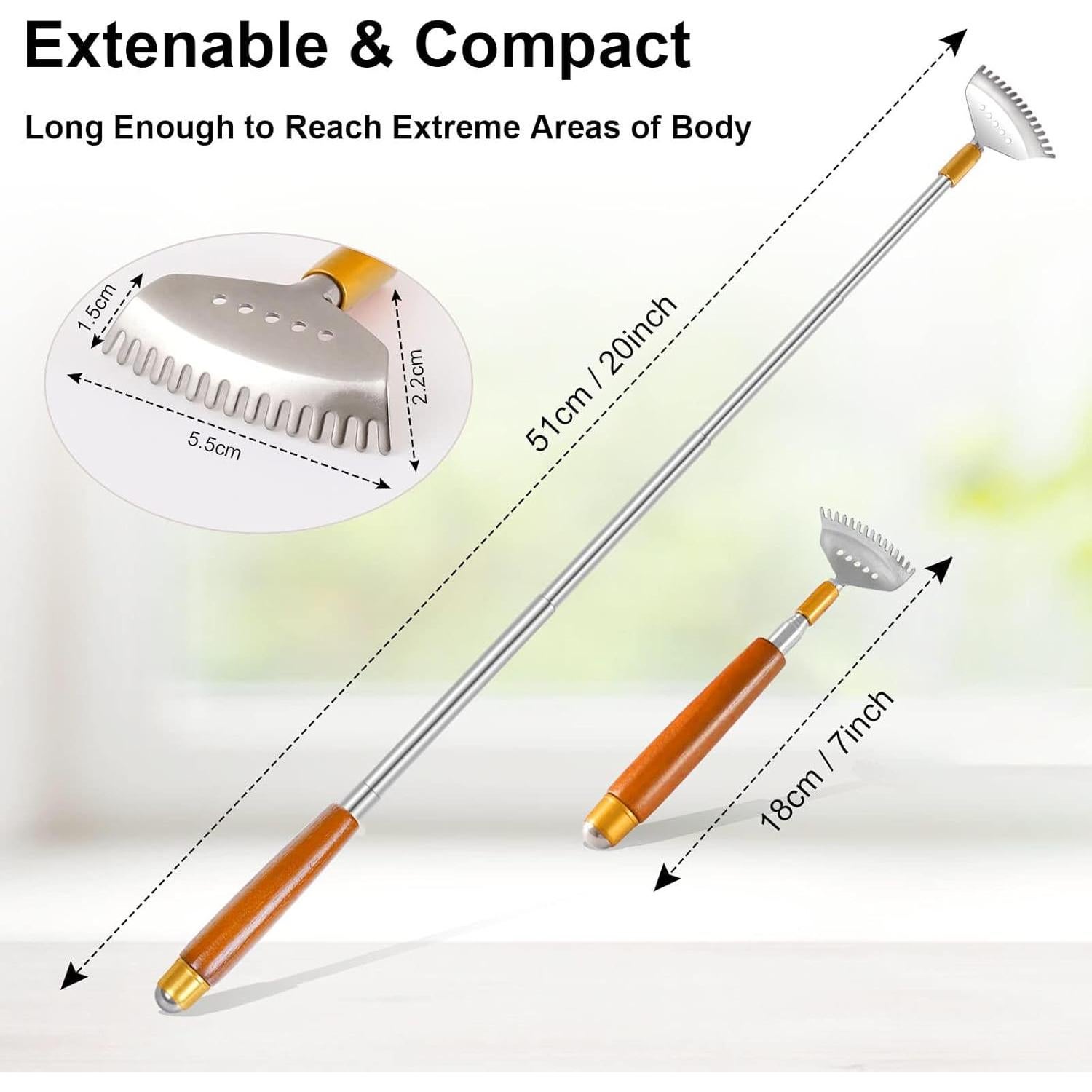 Rasca Espaldas Telescópico AITOUCH 51.5 cm Acero y Madera