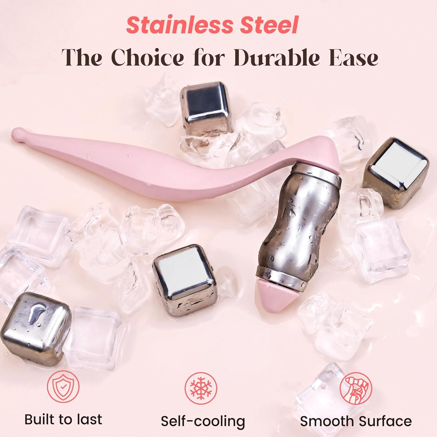 Rodillo Facial Rena Chris Acero Inoxidable - Masajeador Antihinchazón