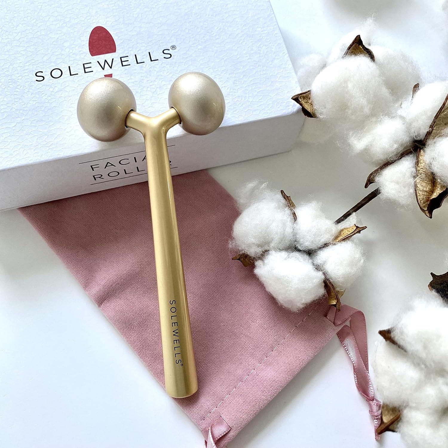 Rodillo Masajeador Facial Metal Frío Solewells 14x6.2cm