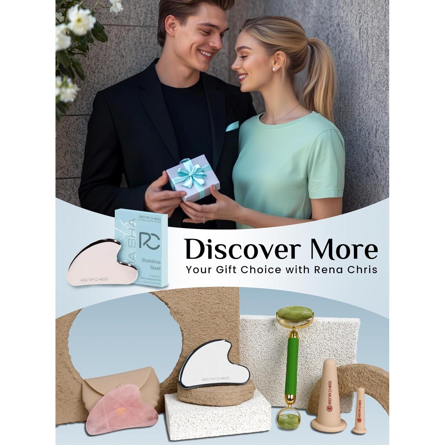 Herramienta Gua Sha Facial Rena Chris Acero Inoxidable Plata