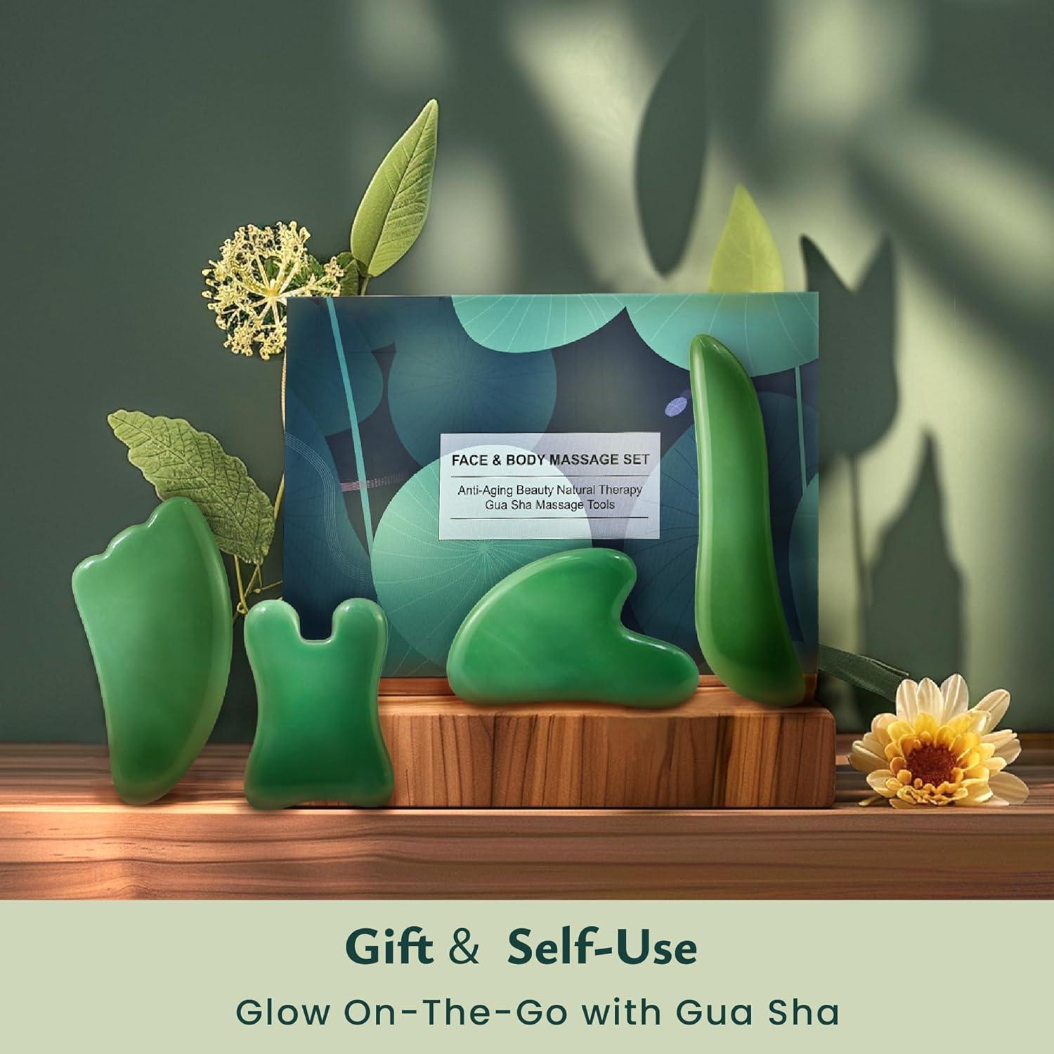 Herramienta de Masaje Gua Sha Rena Chris 4 Pcs Verde