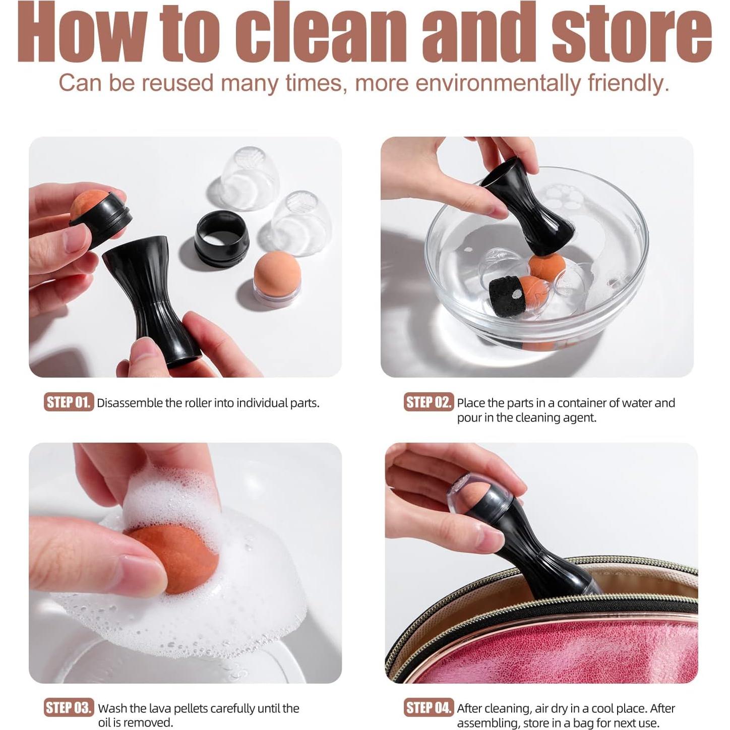 Rodillo Facial Reutilizable JPNK con Piedra Volcánica 2PCS