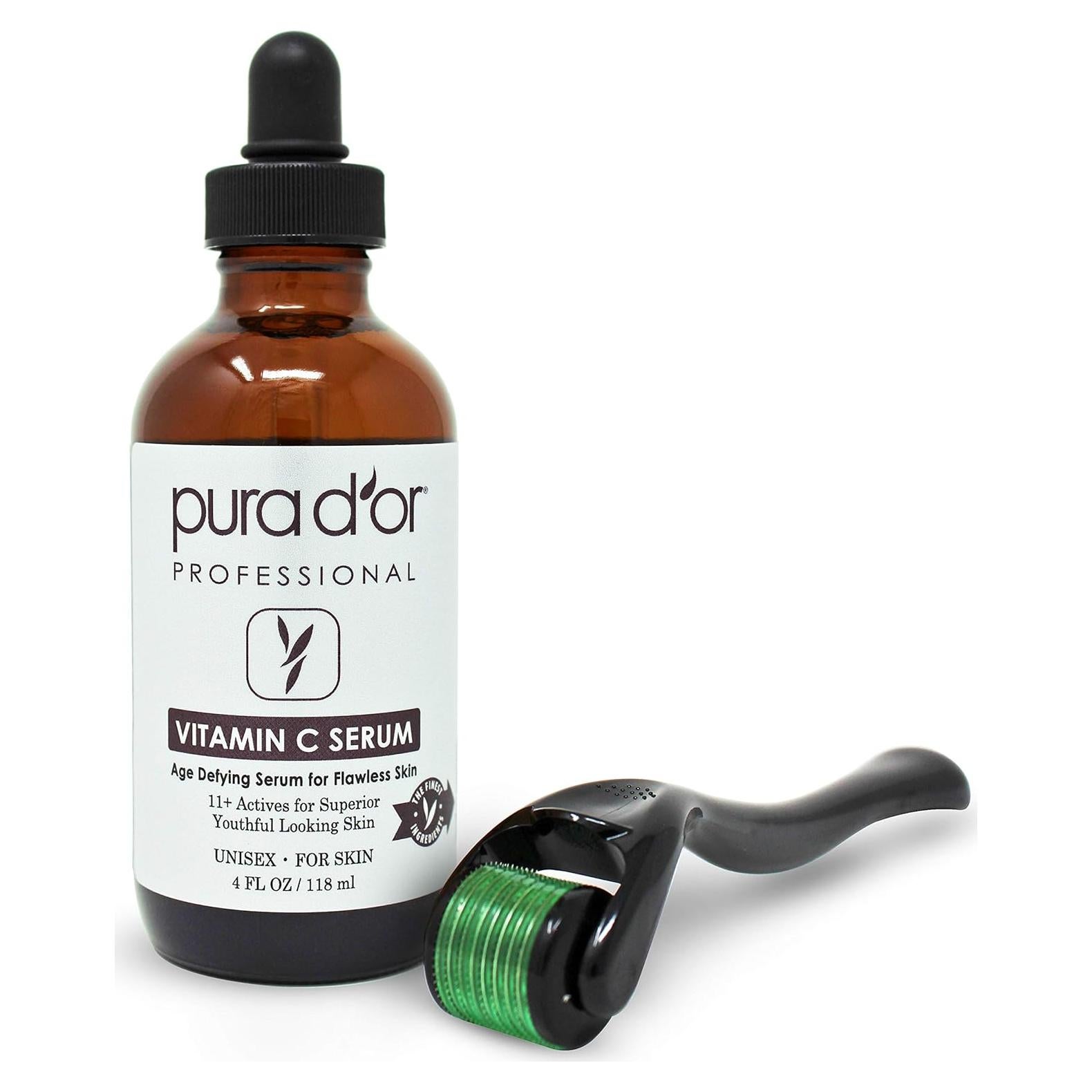 Suero de Vitamina C 25% PURA D'OR + Rodillo Derma 0.25mm