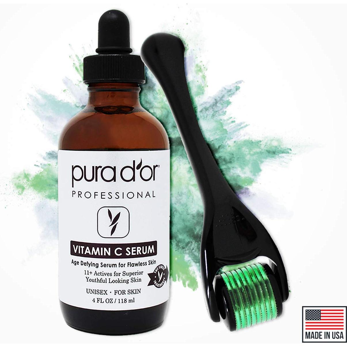 Suero de Vitamina C 25% PURA D'OR + Rodillo Derma 0.25mm